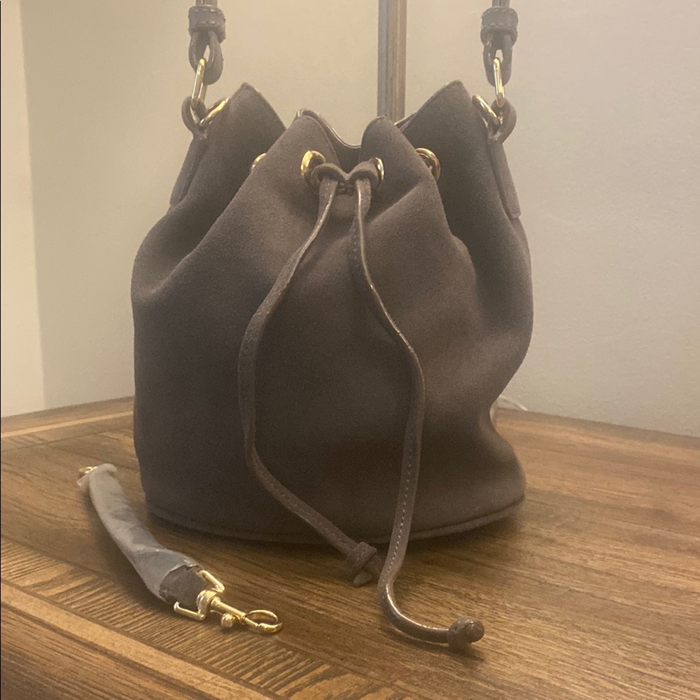 Ann Taylor Drawstring Suede Mini Bucket Bag New